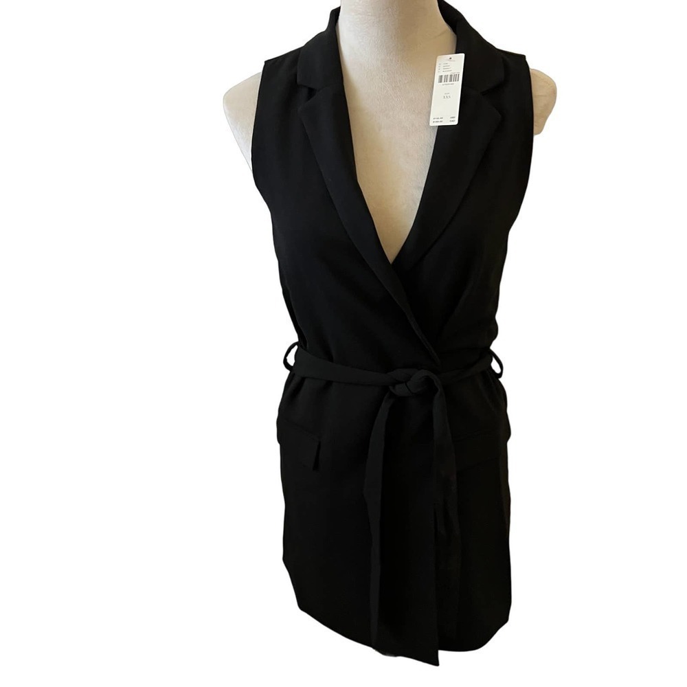 Anthropologie Black NWT Wrap Dress with Sash and Sleeveless Turkey Polyester XXS